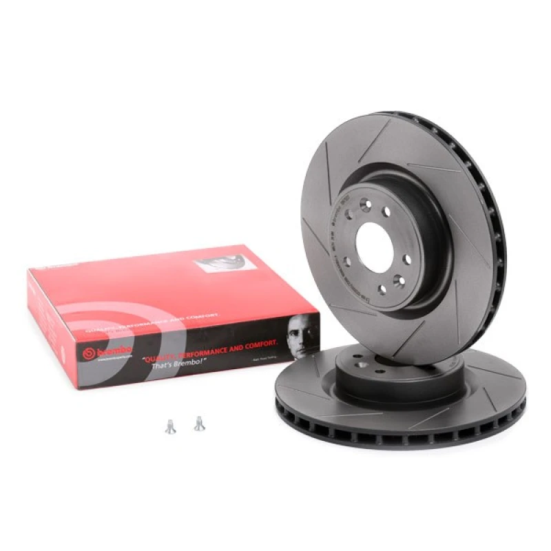 Image of BREMBO 09.A752.21 Brake disc slotted, Coated, High-carbon, with bolts/screws Brake Disc (82)