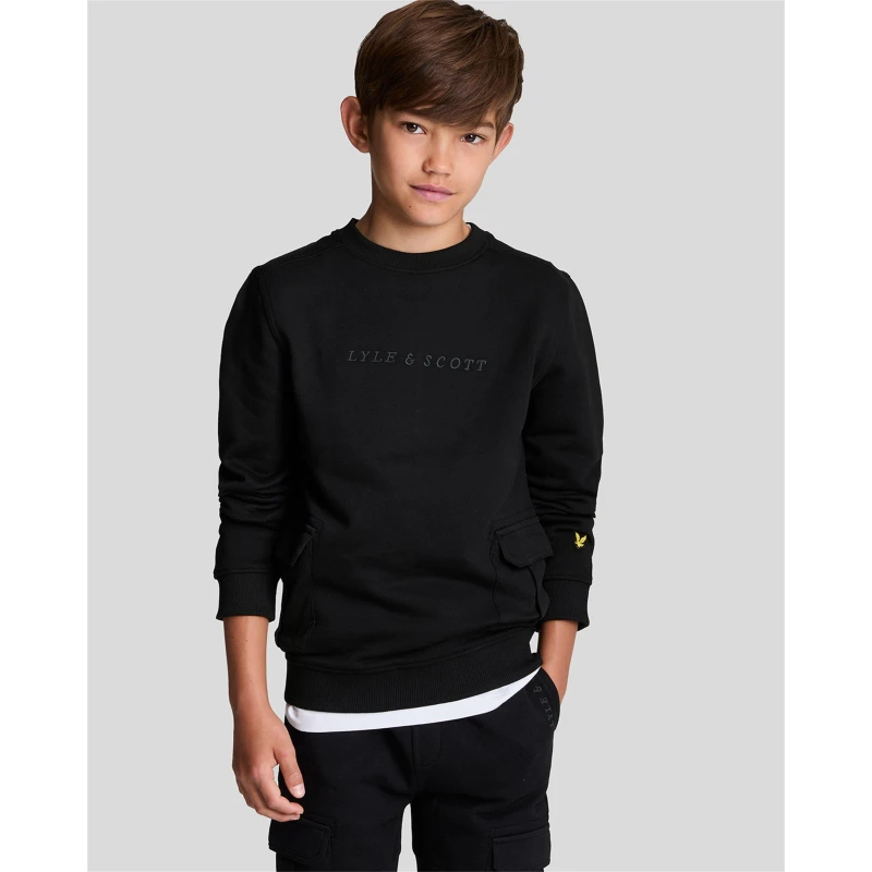 Image of Lyle and Scott Cargo Pocket Sweatshirt Juniors - Black 5 - 6 Years