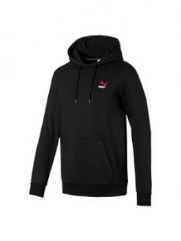 image of Puma Classics Embossed Hoodie - Black/Red , Black/Red, Size S, Men