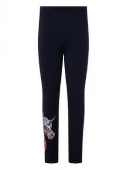 Image of Monsoon Girls Trixy Unicorn Leggings - Navy