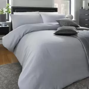 Image of Charbury Geometric 100% Cotton 200 Thread Count Duvet Cover Set, Silver, Double - Appletree Boutique