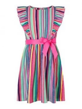 image of Monsoon Girls S.E.W Ophilia Stripe Dress - Multi, Size 11 Years, Women