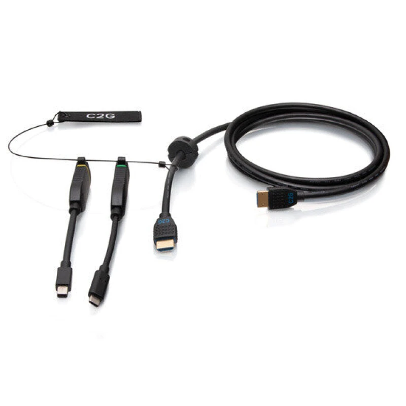 Image of C2G 6ft (1.8m) 4K HDMI Premium Cable and Dongle Adapter Ring with Col