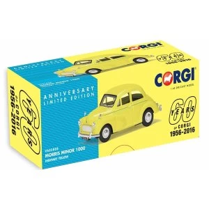 image of Morris Minor 1000 Highway Yellow 1:43 Corgi 60th Model