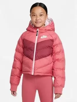 Image of Nike G Nsw Synthetic Fill Hooded Jacket - Pink/White Size XL Women