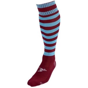 Image of Precision Hooped Pro Football Socks Maroon/Sky - UK Size 3-6