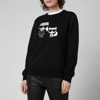 Image of KARL LAGERFELD Womens Organic Ikonik Karl & Choupette Sweatshirt - Black - L