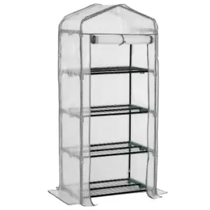 Image of Outsunny Mini Greenhouse 4-tier Portable Plant House Shed Pe Cover White