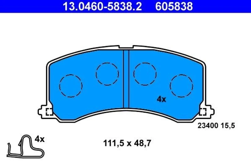 Image of ATE 13.0460-5838.2 Brake pad set with acoustic wear warning Brake Pad Set,disc brake (402)