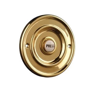 Image of Byron 2207/P1 Round Wired Bell Push Flush Mounted Brass