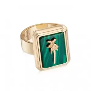 Image of Malachite Palm 18ct Gold Plated Ring WR06_GP