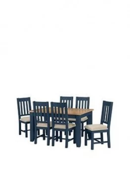 Julian Bowen Richmond 140 - 180 Cm Extending Oak Dining Table + 6 Chairs - Midnight Blue