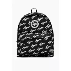 image of Hype Repeat Logo Backpack (One Size) (Black/White) - Black/White