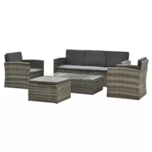 image of 5 Piece Outdoor Rattan Sofa Set, Grey