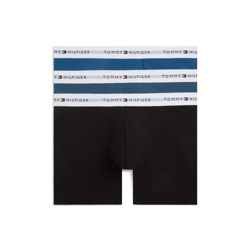 Image of Tommy Hilfiger 3 Pack Boxer Briefs Blk/Blu/Ag Sea male Small