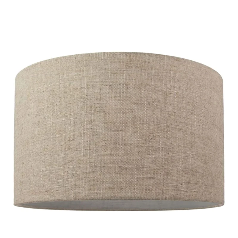 Image of Happy Homewares Oatmeal Linen Drum Lamp Shade in Light Beige Size: 14" Light Beige Unisex 14"