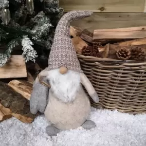 Image of 50cm Festive Brown Nordic Christmas Gonk Carrying Grey Sack