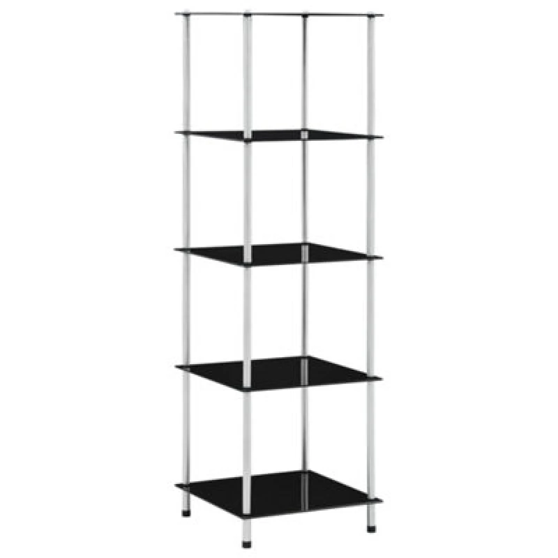 Image of VIDAXL 5-Tier Shelf Black 40x40x130cm Tempered Glass Vidaxl 8718475798729