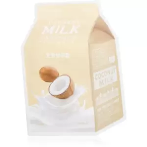 image of A'pieu One-Pack Milk Mask Coconut Moisturising face sheet mask for improved skin elasticity 21 g