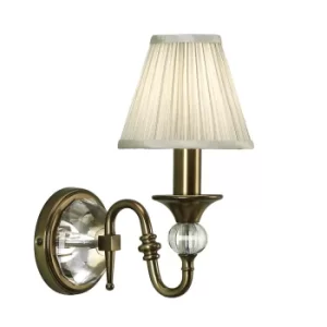 image of Polina 1 Light Indoor Candle Wall Light Antique Brass with Beige Shade, E14