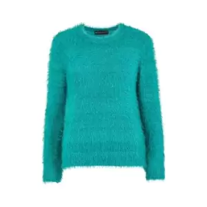 image of Mela London Teal Fluffy Jumper With Sequins - Blue