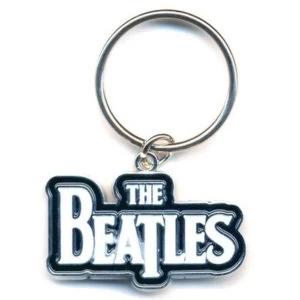 Image of The Beatles - Drop T Logo (White) Keychain