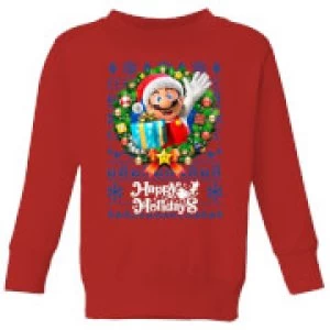Image of Nintendo Super Mario Happy Holidays Mario Kid's Christmas Sweatshirt - Red - 11-12 Years