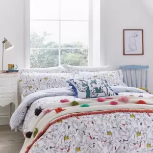 Image of Joules Linear Dogs Kingsize Duvet Cover Set, Multi