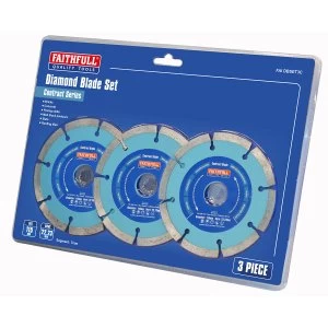 Image of Faithfull Contract Diamond Blade Set of 3 115 x 22.2mm
