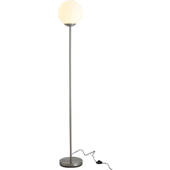 image of 171cm Glass Globe Floor Lamp Metal Frame Sphere Light Pedal Switch Silver - Homcom