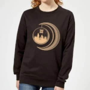 image of Harry Potter Globe Moon Womens Sweatshirt - Black