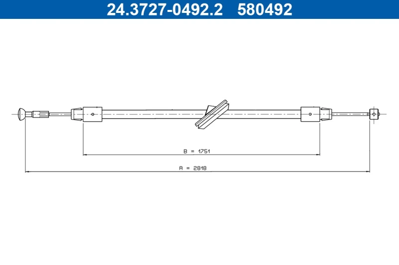 Image of ATE 24.3727-0492.2 Brake Cable 2818mm Cable,parking brake (124)