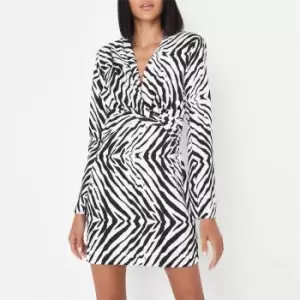 image of Missguided Zebra Print Blazer Dress - White