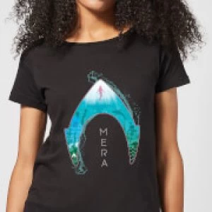 image of Aquaman Mera Logo Womens T-Shirt - Black