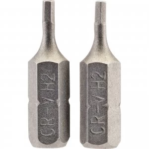 image of Draper Hex Screwdriver Bit Hex 2mm 25mm Pack of 2