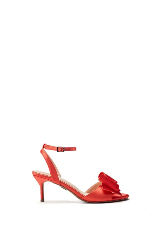 Image of Moda In Pelle Womens 'Lotty' Satin Heeled Sandals in Orange Size: 3 Orange Female 3