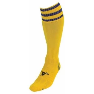 Image of PT 3 Stripe Pro Football Socks Mens Yellow/Royal