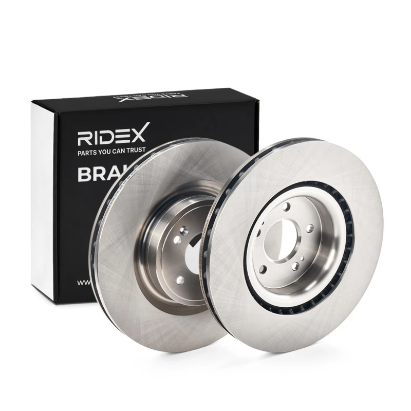 Image of RIDEX 82B2668 Brake disc Front Axle, Vented, Cast Iron, Uncoated, Untreated, with bolts/screws Cast Iron Brake Disc (82)