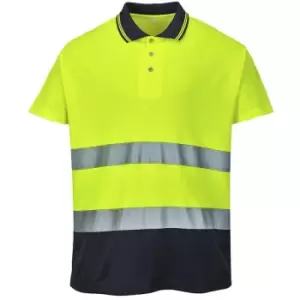 Image of Portwest - S174YNR4XL - sz 4XL Two Tone Cotton Comfort Polo - Yellow/Navy - Yellow/Navy
