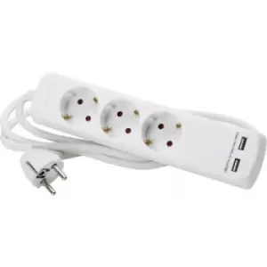 image of Kopp 220702010 Power strip (w/o switch) 3x Arctic white PG connector