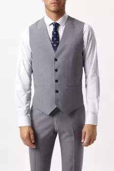 image of Mens Slim Fit Grey Textured Suit Waistcoat