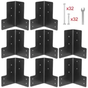 Image of VEVOR Workbench Corner Brackets 8 PCs Shop Table Bracket Kit 48LBS Shop Table Corner Brackets 4mm Right Angle Black Galvanized Steel Elevated Platform