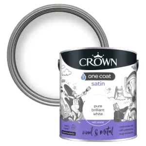 Image of Crown One Coat Satin Paint Pure Brilliant White - 2.5L