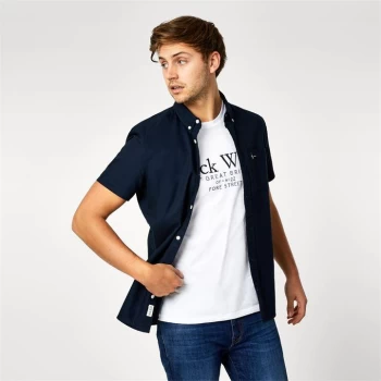 image of Jack Wills Stableton Short Sleeve Oxford Shirt - Navy