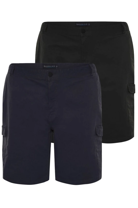 Image of BadRhino BadRhino Men 2 Pack Stretch Cargo Shorts in Dark Navy Size: 56R Dark Navy 56R Male 5063589664037