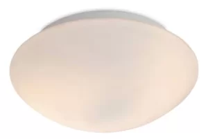 Vento 2 Light Flush Round Bathroom Ceiling Light Opal Glass IP44, E27