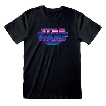 Image of Star Wars - 80s Logo Unisex Large T-Shirt - Black