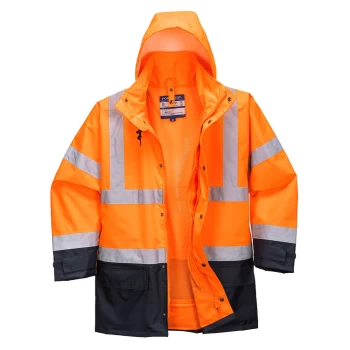 Image of Oxford Weave 300D Class 3 Hi Vis 5-in1 Executive Jacket Orange / Navy 2XL