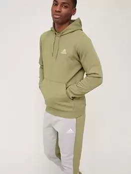 Image of adidas Feelcozy Hoodie - Green/White, Green/White Size XL Men