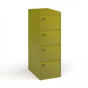 image of Steel 4 drawer executive filing cabinet 1321mm high - green